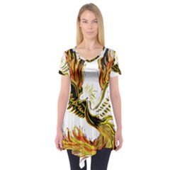 Phoenix-bird-fire-bright-red-swing Short Sleeve Tunic 