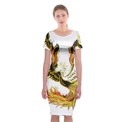 Phoenix-bird-fire-bright-red-swing Classic Short Sleeve Midi Dress