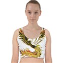 Phoenix-bird-fire-bright-red-swing Velvet Racer Back Crop Top View1