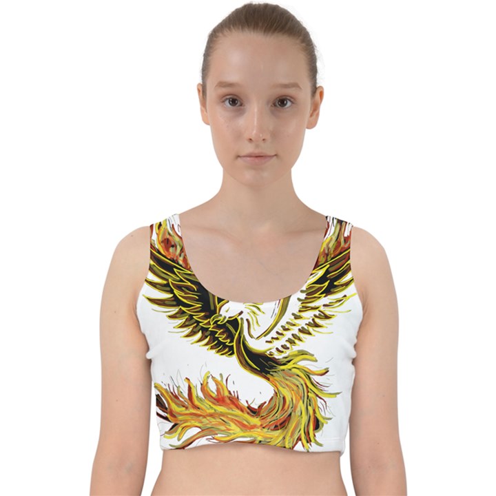 Phoenix-bird-fire-bright-red-swing Velvet Racer Back Crop Top