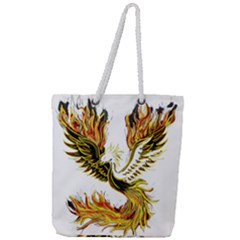 Phoenix-bird-fire-bright-red-swing Full Print Rope Handle Tote (large)