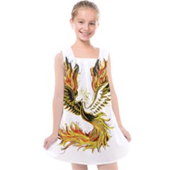 Phoenix-bird-fire-bright-red-swing Kids  Cross Back Dress