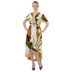 Phoenix-bird-fire-bright-red-swing Front Wrap High Low Dress