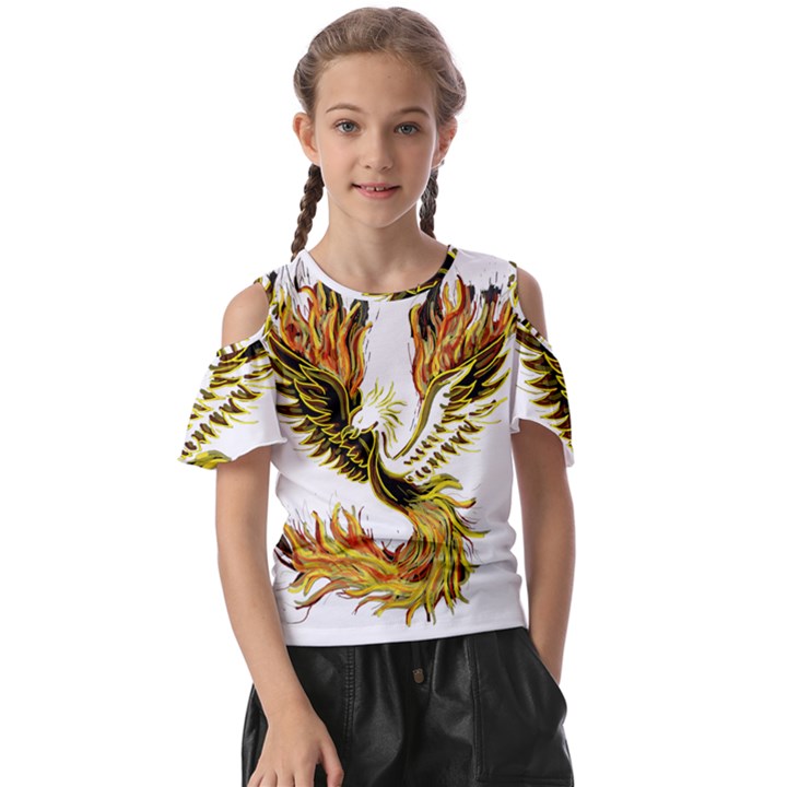 Phoenix-bird-fire-bright-red-swing Kids  Butterfly Cutout Tee