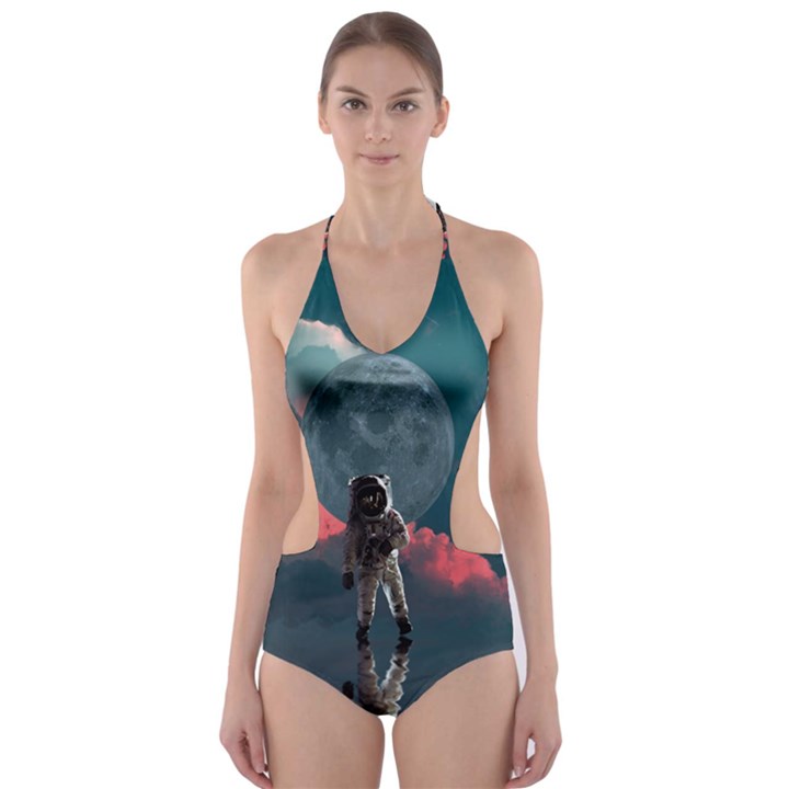 Astronaut-moon-space-nasa-planet Cut-Out One Piece Swimsuit