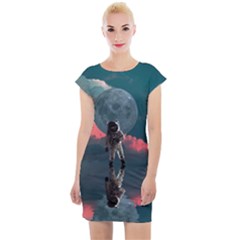 Astronaut-moon-space-nasa-planet Cap Sleeve Bodycon Dress by Jancukart