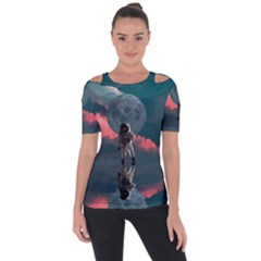 Astronaut-moon-space-nasa-planet Shoulder Cut Out Short Sleeve Top by Jancukart