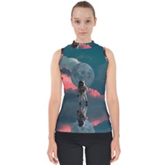 Astronaut-moon-space-nasa-planet Mock Neck Shell Top