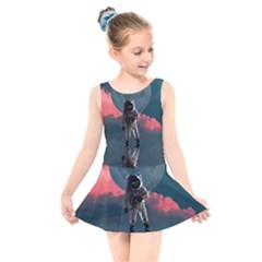 Astronaut-moon-space-nasa-planet Kids  Skater Dress Swimsuit by Jancukart