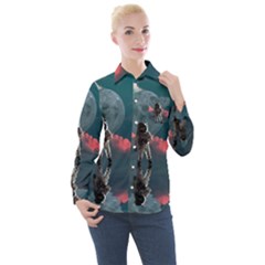 Astronaut-moon-space-nasa-planet Women s Long Sleeve Pocket Shirt