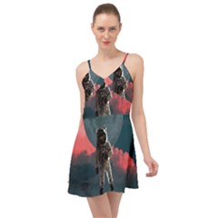 Astronaut-moon-space-nasa-planet Summer Time Chiffon Dress