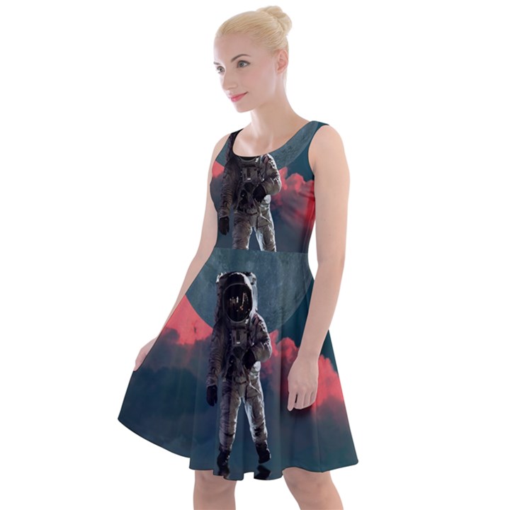 Astronaut-moon-space-nasa-planet Knee Length Skater Dress