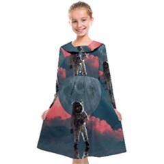 Astronaut-moon-space-nasa-planet Kids  Midi Sailor Dress