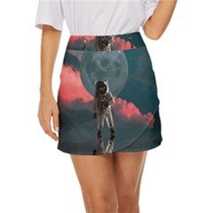 Astronaut-moon-space-nasa-planet Mini Front Wrap Skirt by Jancukart