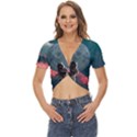 Astronaut-moon-space-nasa-planet Twist Front Crop Top View1