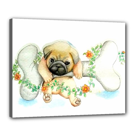 Pug-watercolor-cute-animal-dog Canvas 20  X 16  (stretched)