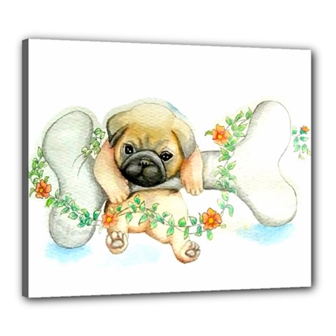 Pug-watercolor-cute-animal-dog Canvas 24  X 20  (stretched) by Jancukart