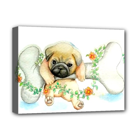 Pug-watercolor-cute-animal-dog Deluxe Canvas 16  X 12  (stretched) 