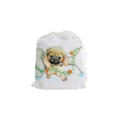 Pug-watercolor-cute-animal-dog Drawstring Pouch (small)