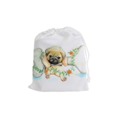 Pug-watercolor-cute-animal-dog Drawstring Pouch (medium)