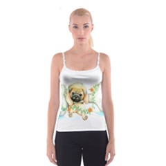 Pug-watercolor-cute-animal-dog Spaghetti Strap Top