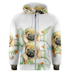 Pug-watercolor-cute-animal-dog Men s Zipper Hoodie