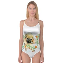 Pug-watercolor-cute-animal-dog Camisole Leotard 