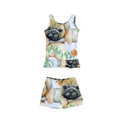 Pug-watercolor-cute-animal-dog Kids  Boyleg Swimsuit by Jancukart