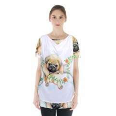 Pug-watercolor-cute-animal-dog Skirt Hem Sports Top