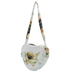 Pug-watercolor-cute-animal-dog Heart Shoulder Bag by Jancukart