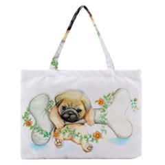 Pug-watercolor-cute-animal-dog Zipper Medium Tote Bag