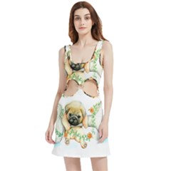 Pug-watercolor-cute-animal-dog Velvet Cutout Dress