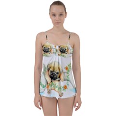 Pug-watercolor-cute-animal-dog Babydoll Tankini Set