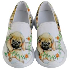 Pug-watercolor-cute-animal-dog Kids Lightweight Slip Ons by Jancukart