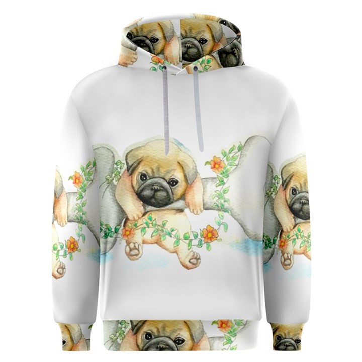 Pug-watercolor-cute-animal-dog Men s Overhead Hoodie