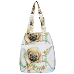 Pug-watercolor-cute-animal-dog Center Zip Backpack