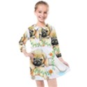 Pug-watercolor-cute-animal-dog Kids  Quarter Sleeve Shirt Dress View1