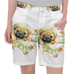 Pug-watercolor-cute-animal-dog Pocket Shorts by Jancukart