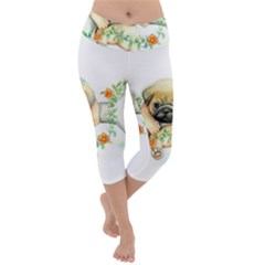 Pug-watercolor-cute-animal-dog Lightweight Velour Capri Yoga Leggings