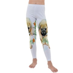 Pug-watercolor-cute-animal-dog Kids  Lightweight Velour Leggings