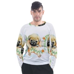 Pug-watercolor-cute-animal-dog Men s Long Sleeve Raglan Tee