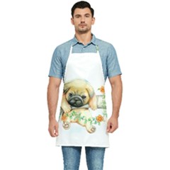 Pug-watercolor-cute-animal-dog Kitchen Apron by Jancukart