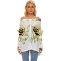 Pug-watercolor-cute-animal-dog Off Shoulder Chiffon Pocket Shirt View1