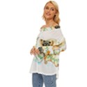 Pug-watercolor-cute-animal-dog Off Shoulder Chiffon Pocket Shirt View2