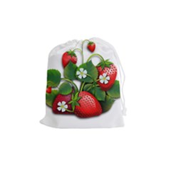 Strawberries-fruits-fruit-red Drawstring Pouch (medium)