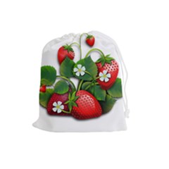 Strawberries-fruits-fruit-red Drawstring Pouch (large) by Jancukart