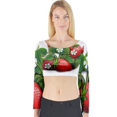 Strawberries-fruits-fruit-red Long Sleeve Crop Top