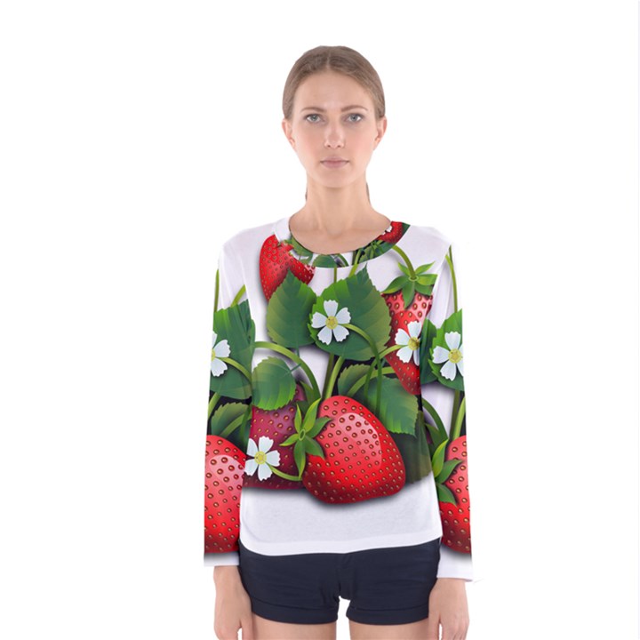 Strawberries-fruits-fruit-red Women s Long Sleeve Tee