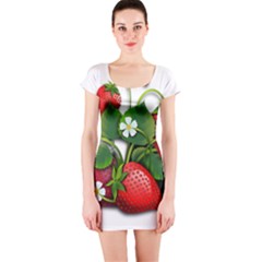 Strawberries-fruits-fruit-red Short Sleeve Bodycon Dress