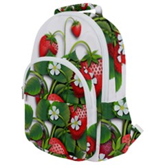 Strawberries-fruits-fruit-red Rounded Multi Pocket Backpack